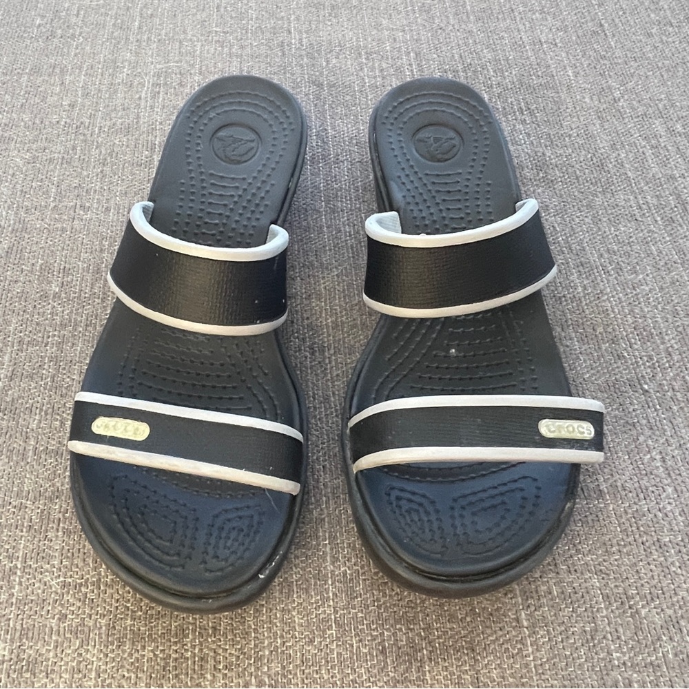 CROCS Black and White Sandals